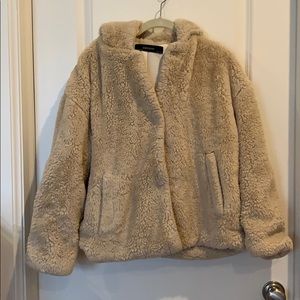Zara basic tan teddy coat